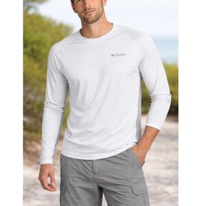 Columbia Men's White Gray Zero Rules Long Sleeve Performance Gear T-Shirt Size S